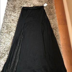 Sheer black maxi skirt with high slits